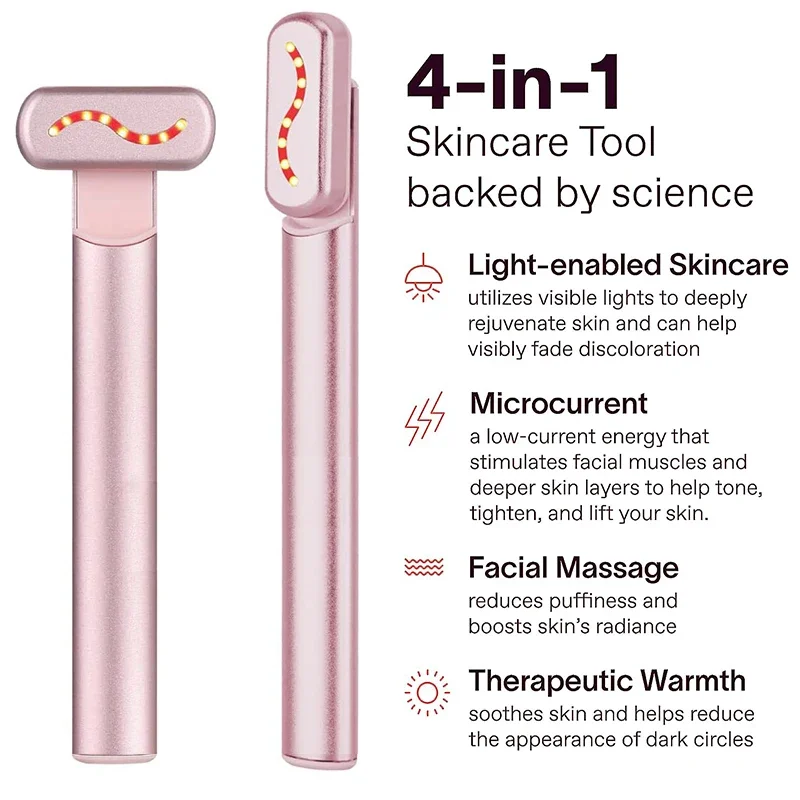 

hot compress eye massage pen vibrating red light face wand eye and neck massager firm skin anti-wrinkle skin care beauty tool