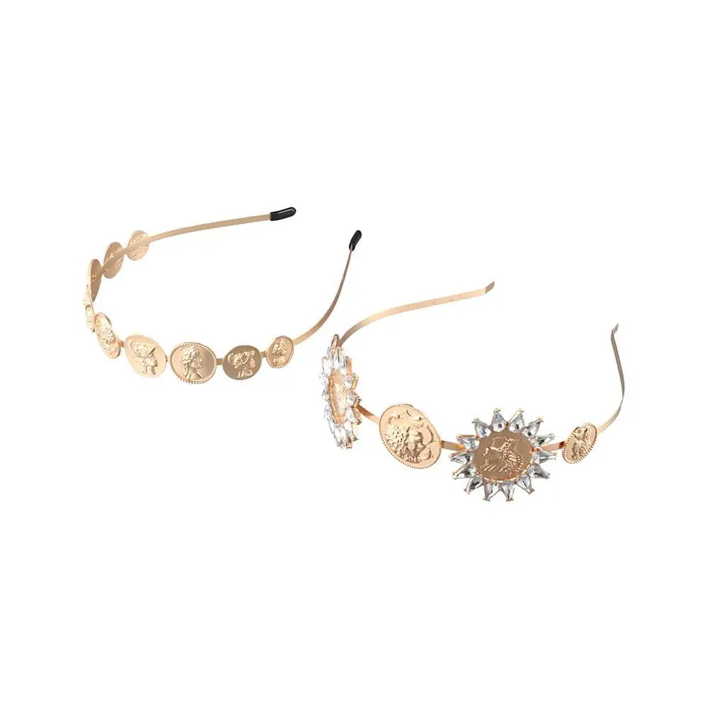 

Simple Geometric Girls Women Korea Headdress Baroque Style Diamond Hair Hoop Head Portrait Headband Hair Accessories