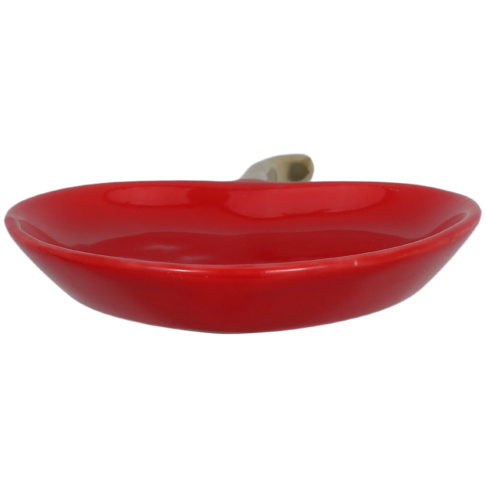 

Ceramic Jewelry Storage Dish Featuring Red Apple Design Decorative Vanity Tray for Rings Earrings Keys Perfume
