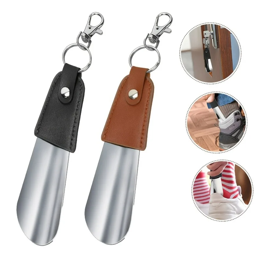 1Pc Portable Mini Shoe Horn, Durable Metal, Compact Fashionable Design for Home Travel, Gift for Father's Mother's Day