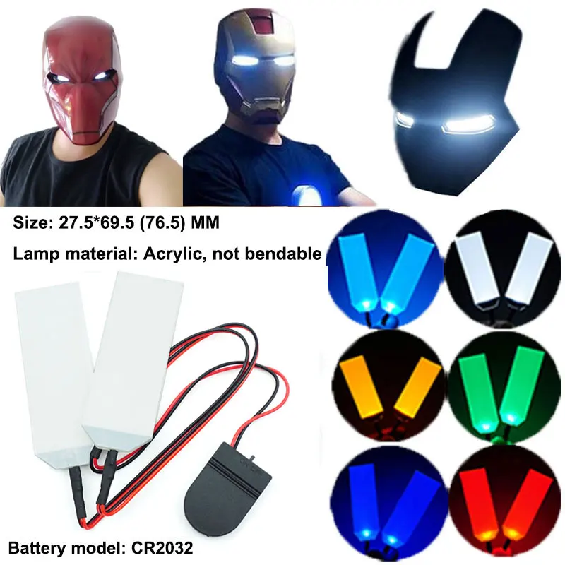 

27.5X69.5(76.5)mm Acrylic LED Light Eyes Kits for Halloween Helmet Mask Eye Light DIY Cosplay Accessories CR2032 Battery