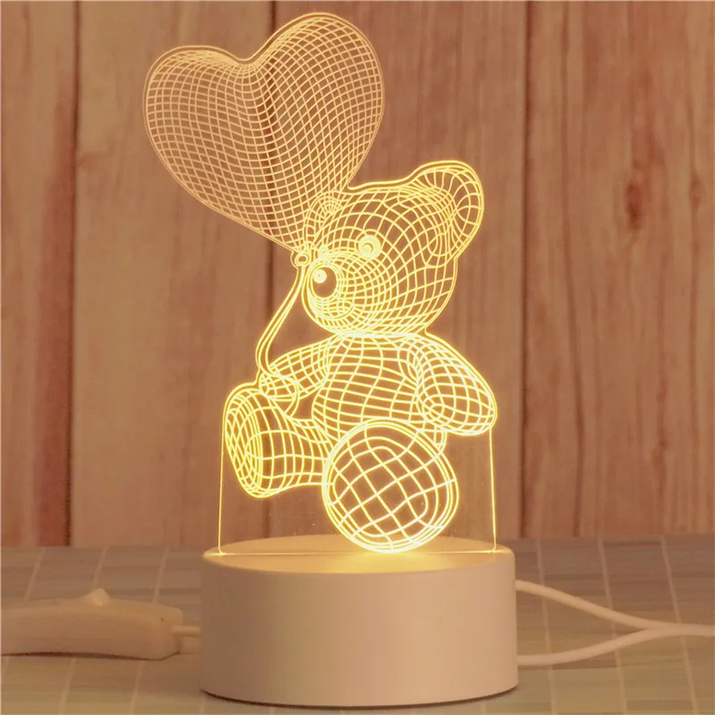 

LED Night Light Love 3D Lamp Romantic Heart-shaped Balloon Acrylic Decorative Table Lamp Valentine's Day Sweetheart Wife's Gift