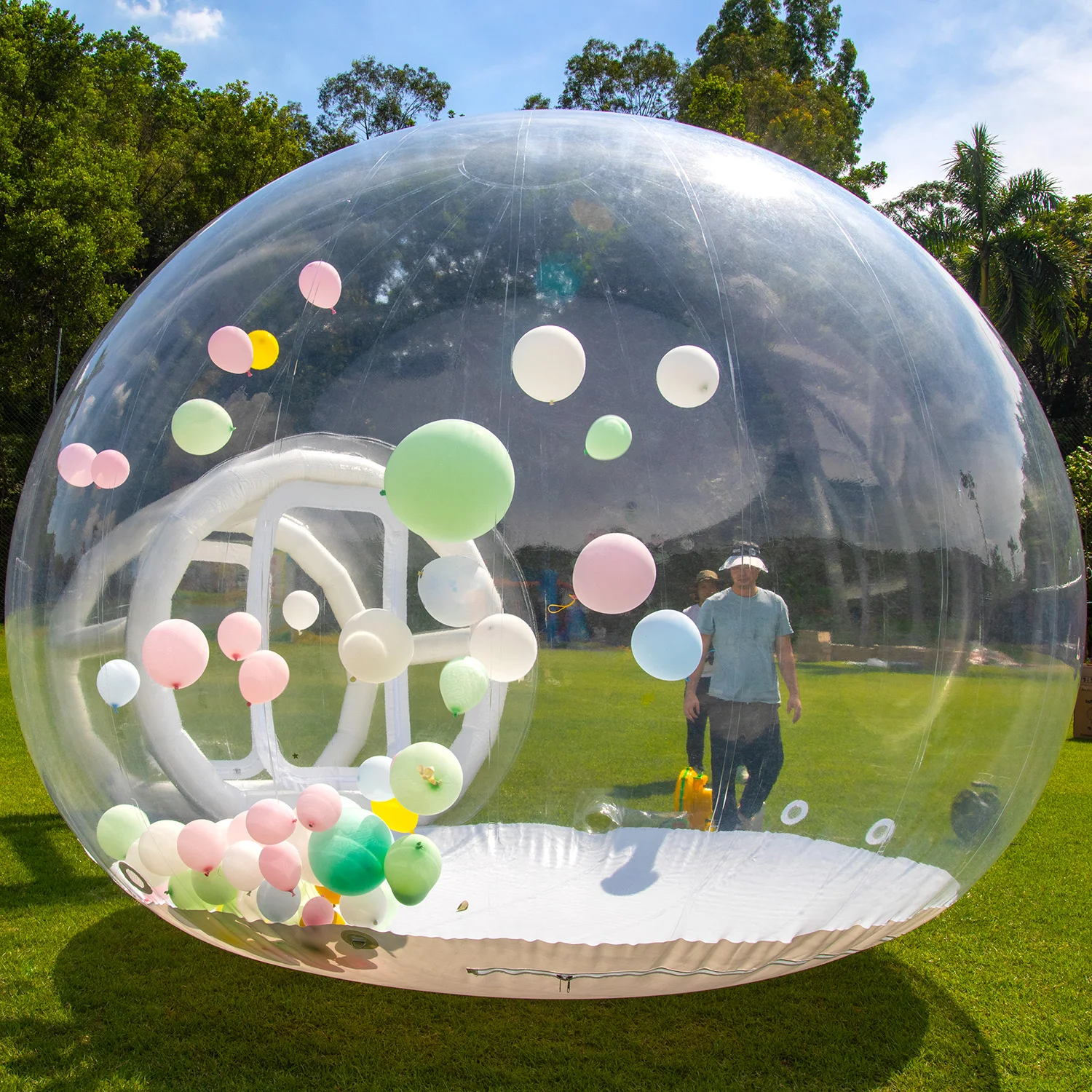 Giant PVC Inflatable Bubble House with Balloons Blower and Air Pump, Bouncy Castle Tent, Clear Dome Bounce House for Party