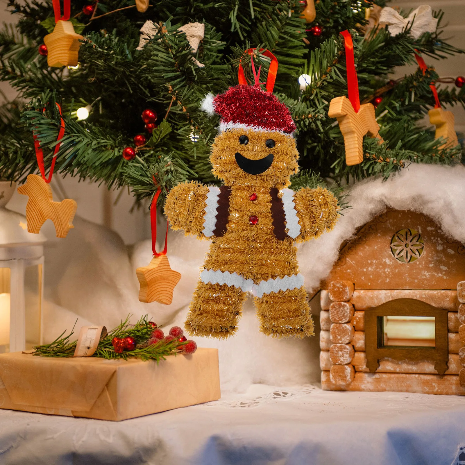 

4Pcs Christmas Hanging Gingerbread Man Ornaments for Tree Window Wall Holiday Decoration Window Decor Gingerbread Man Figurines