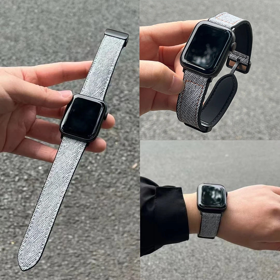 

Magnetic Denim Strap for Apple Watch Ultra 2 band 49mm 45mm 41mm44mm 40mm 38mm 42mm Watchband Bracelet iWatch Series 9 7 6 4 5 8