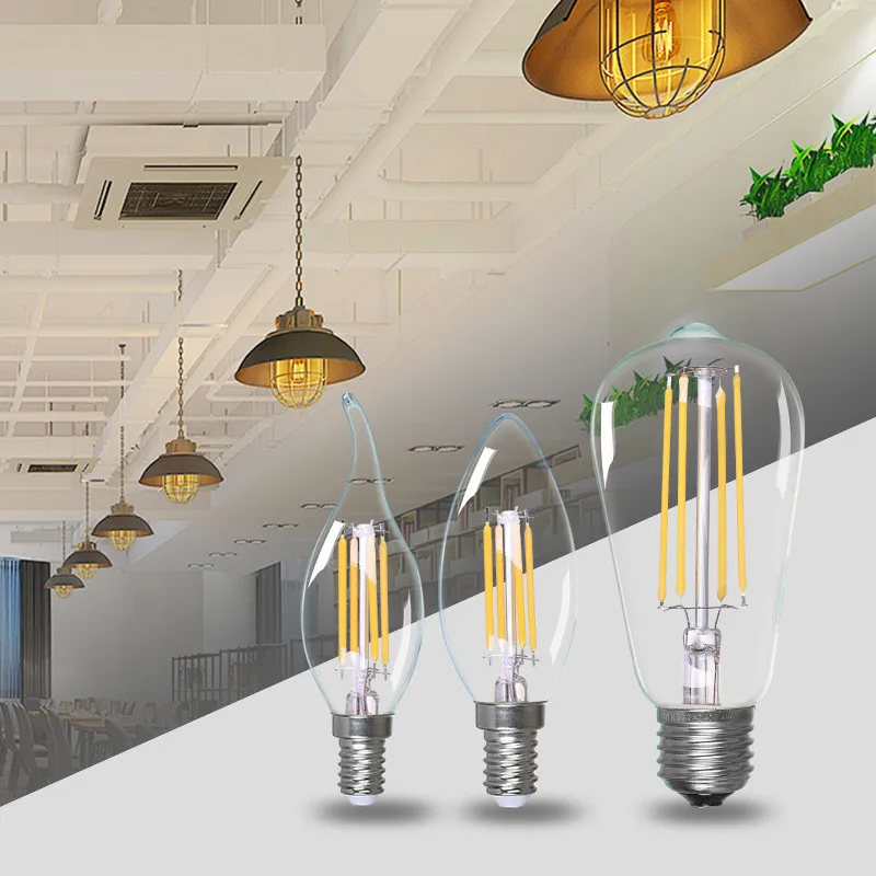 

E27 E14 Retro Edison LED Filament Bulb Lamp 220V Light Bulb C35 G45 A60 ST60 Glass Bulb Vintage Chandeliers Candle Light
