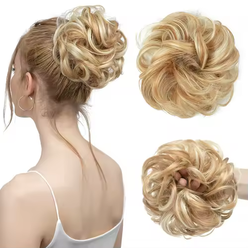 Synthetic Messy Hair Bun Extensions Big Curly Elastic Hair Scrunchies Hairpieces Chignon Donut Updo Hair Pieces for Women - Image 28