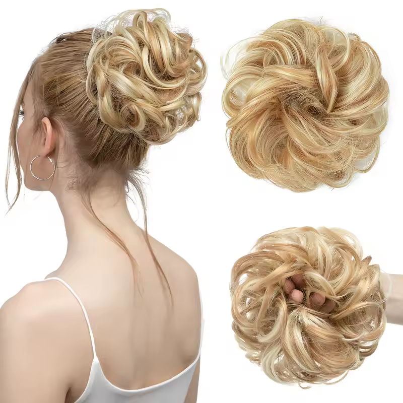 Synthetic Messy Hair Bun Extensions Big Curly Elastic Hair Scrunchies Hairpieces Chignon Donut Updo Hair Pieces for Women - Image 28