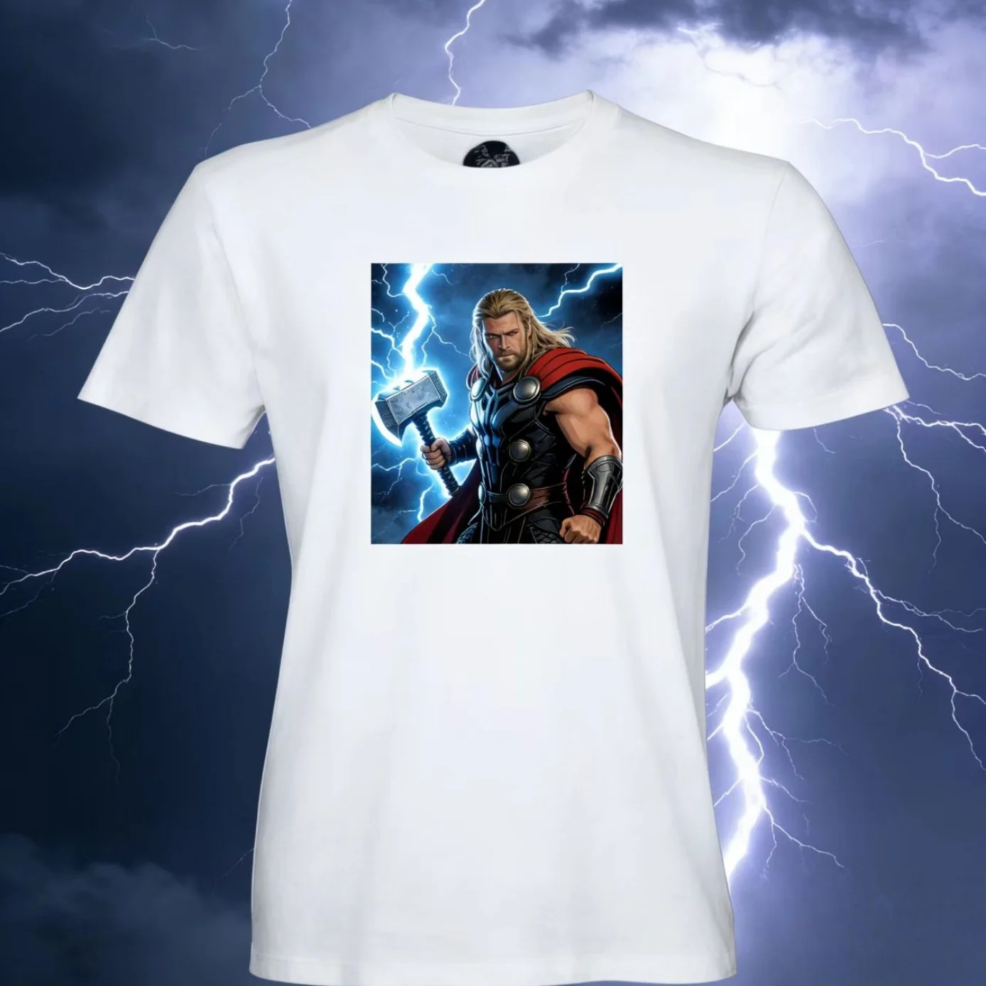 

Marvel Thor Mjolnir T-shirt - Lightning Design Thor Superhero Pattern T-shirt - Avengers Series, Multiple Styles