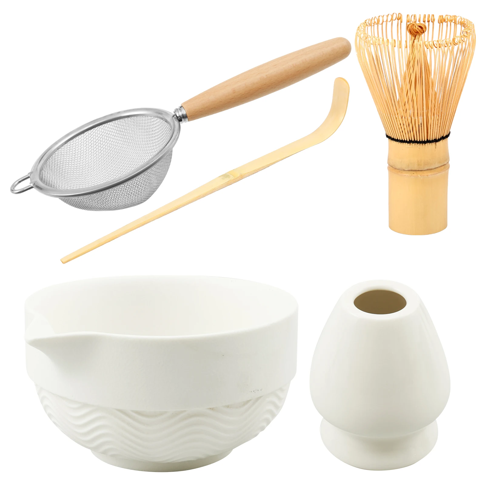 

5Pcs Unique Matcha Whisk Set Efficient Matcha Kit with Scoop Sifter Bowl Whisk and Holder Versatile Tea Making Tool for Home Use