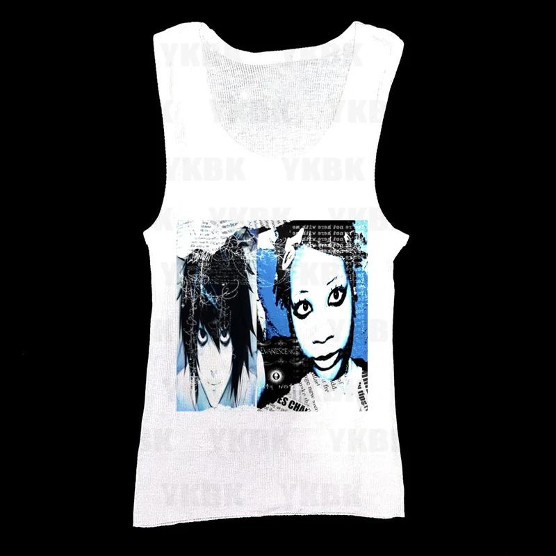 Vintage Y2k Print Baby Vest Strap WOMEN Anime Punk 90s Sexy Corset Hot Girl Retro Cool Girl Gothic Fashion Vest Sleeveless Emo