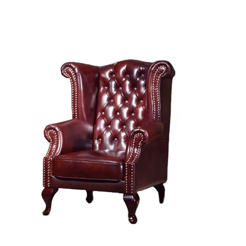 

Modern Wingback Tufted NailHead Accent Chair Linen Tall Back Fabric Wing Chair