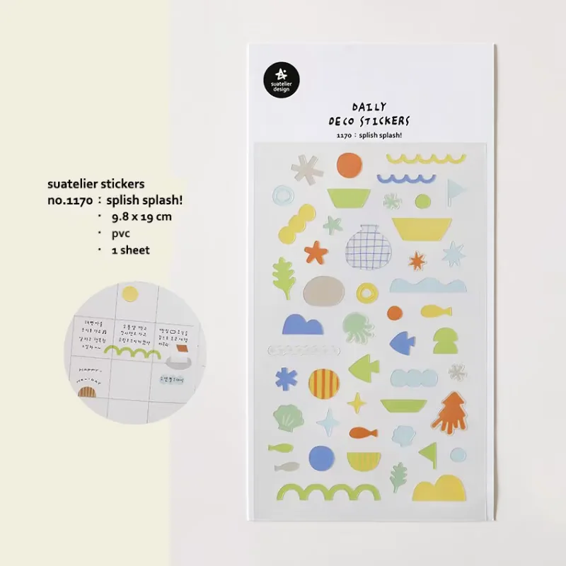 

Наклейки для скрапбукинга и творчества Suatelier Simple Splish Splash, 1170 шт., для школы и офиса