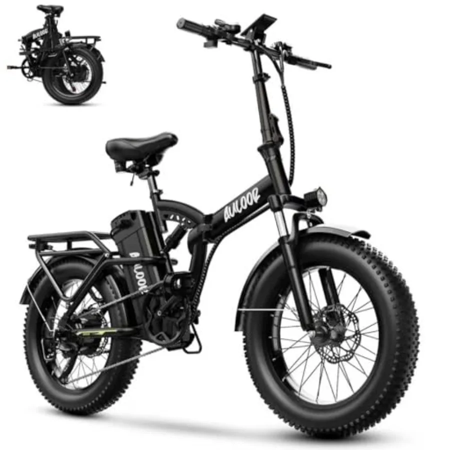 

Foldable electric bike for adults: 30+MPH, 48V 20Ah removable lithium battery, up to 80 miles range, 20 fat tire, 1000W peak mo