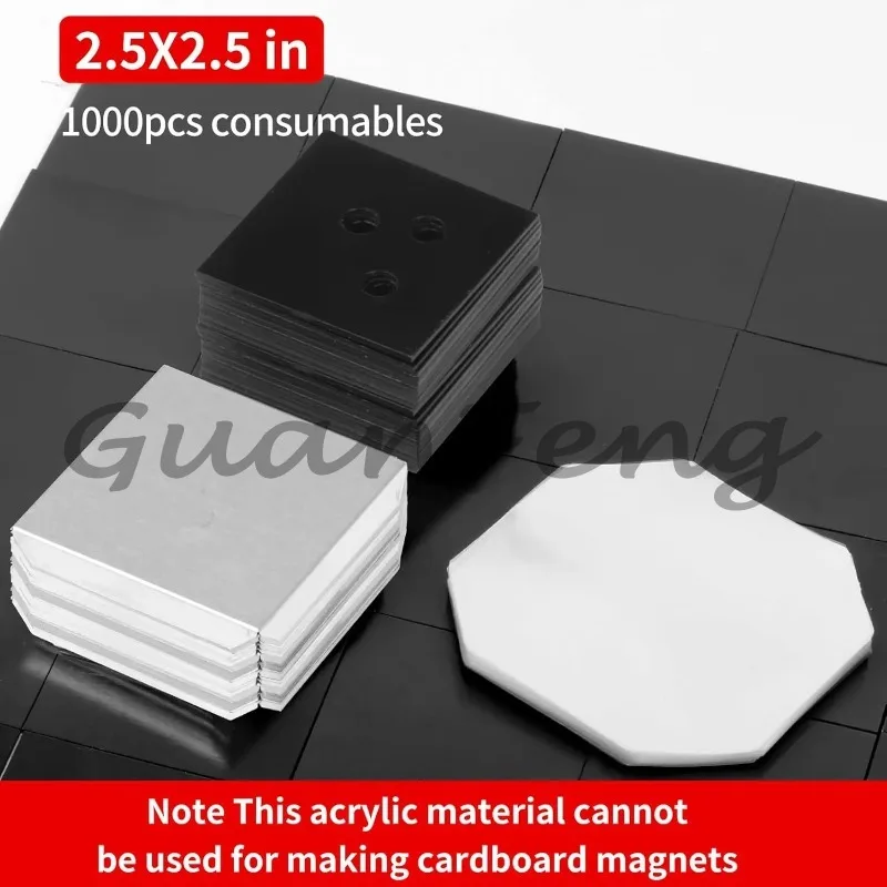 1000 sets of acrylic consumables square magnet material suitable for DIY refrigerator magnet machine