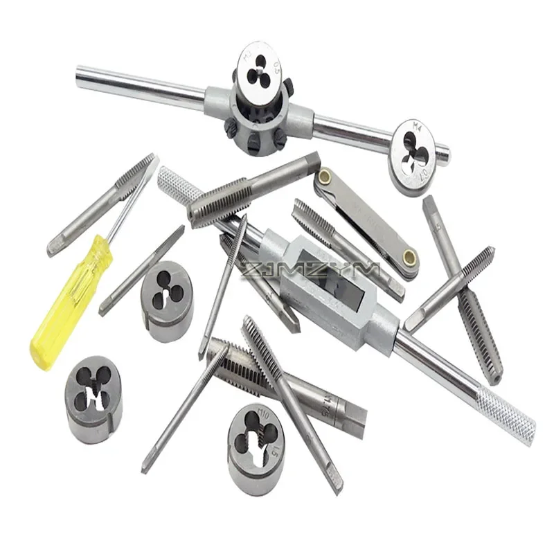 32Pcs M3‑M12 Metric Tap and Die Set Hand Thread Repair Tool Kit with Wrenches IronCase for Internal External Screw Thread Making