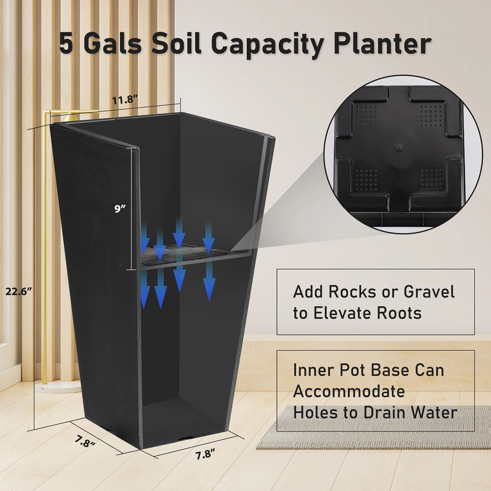 

Durable Square Plastic Flower Pots Two-Piece Set Modern Lightweight Design for Indoor Outdoor Use Stackable and Easy to Clean