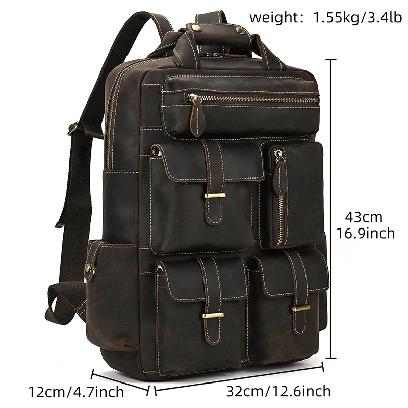 High Capacity Men\'s Leather Backpack Luxury Design Travel Backpack For Man Male Bagpack Designer Multifunction Bag for Outdoor