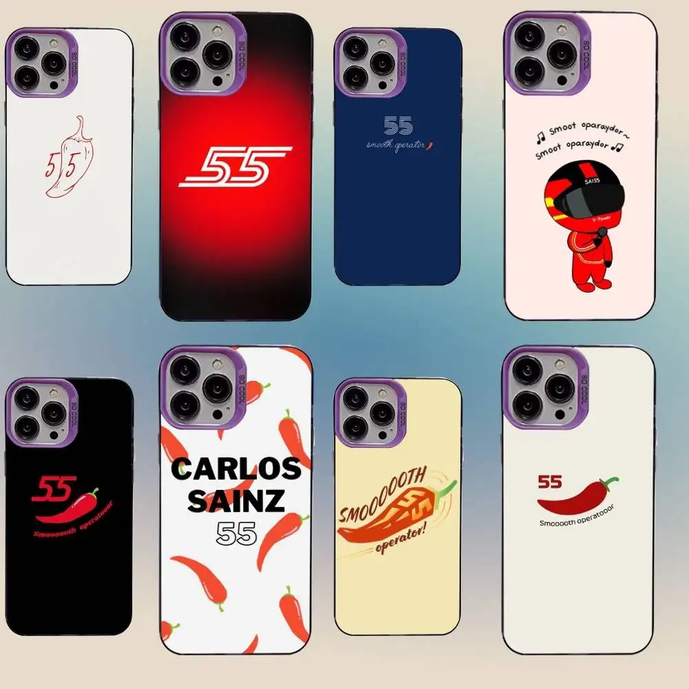 

F-F1 55 Chili C-Carlos S-Sainz Phone Case For iPhone 16,15,14,13,12,11,Mini,Pro,SE,MAX,plus,Purple Matte Silicone Cover