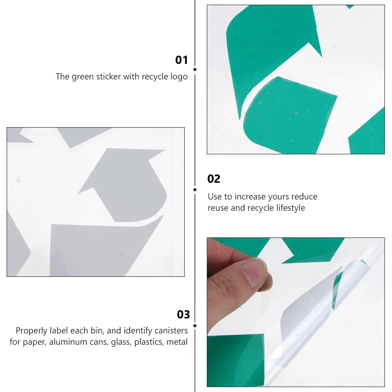 

5Pcs Eco-Friendly Sign Car Stickers Green Recycle Logo for Bins Containers Home Kitchen Office Reduce Stickers