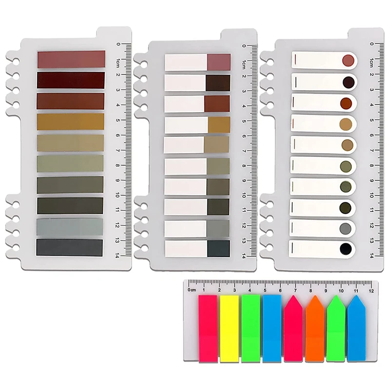 علامات تبويب الفهرس اللاصقة، علامة الصفحة اللاصقة، علامات تبويب الملفات الشفافة القابلة للكتابة وإعادة تحديد المواقع مع مسطرة، 4 عبوات