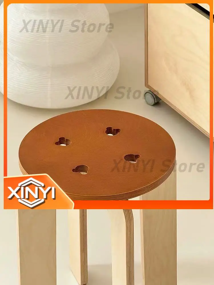 Footrest Stool for Bear Living Room Hallway Ottoman Low Solid Wood Stool Sturdy Durable Puff Storage