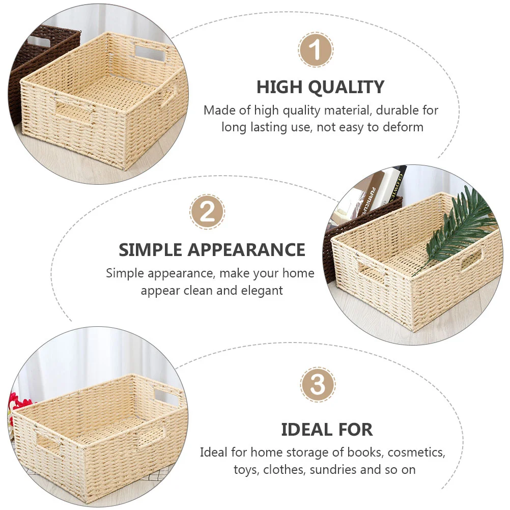 Mir de Rangement en Rotin pour Jouet Tissé au Design Simple, Conteneur pour Déterminer le Soleil