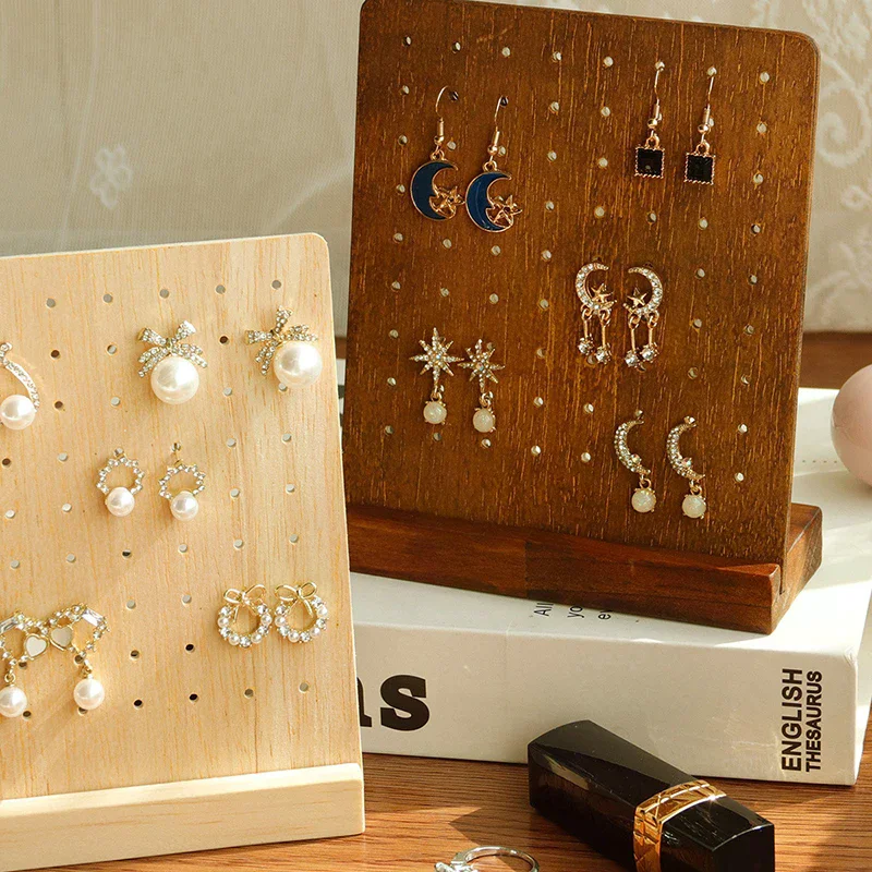 

72 Holes Detachable Earring Holder Wood Earring Stand With Base Earring Hanger Board Stud Earring Organizer Jewelry Rack Display