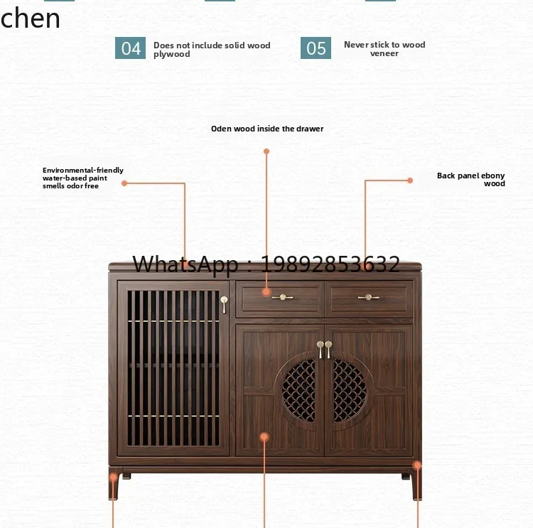 side cabinet ebony living room narrow cabinet against the wall Zen solid wood entrance cabinet