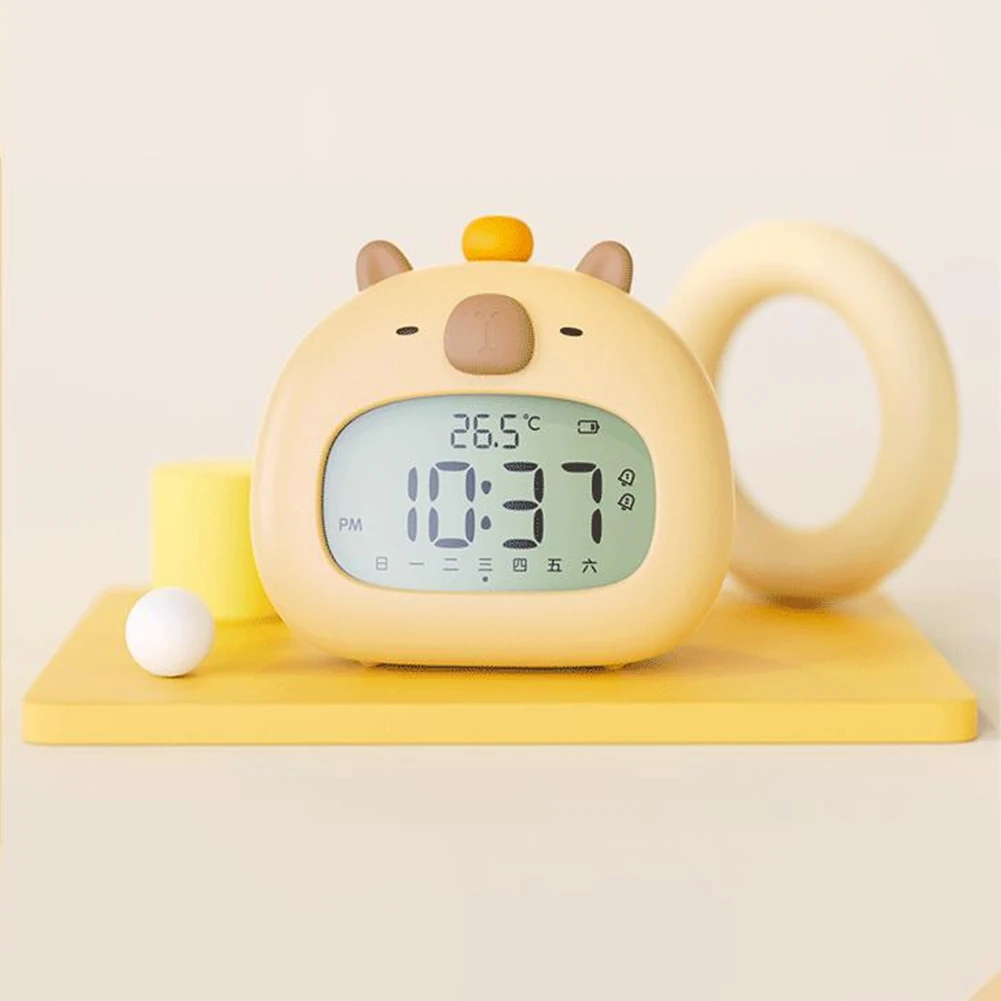 Capybara Clock Rechargeable LED Night Light Digital Alarm Clock Children\'s Sleep Snooze Function Timer Desktop Decoration