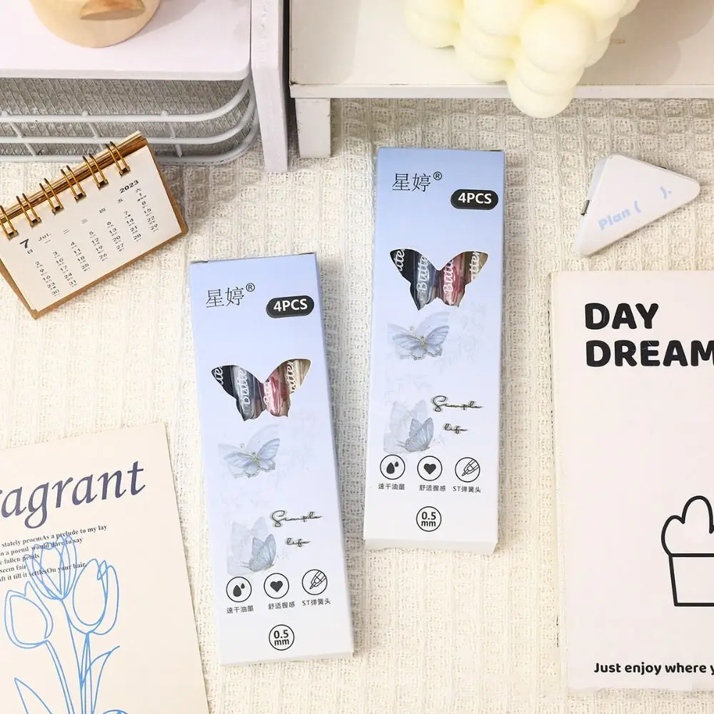 4 pçs portátil 0.5mm gel caneta st nib tinta preta escrita canetas neutras escrita suave de secagem rápida assinatura caneta exames