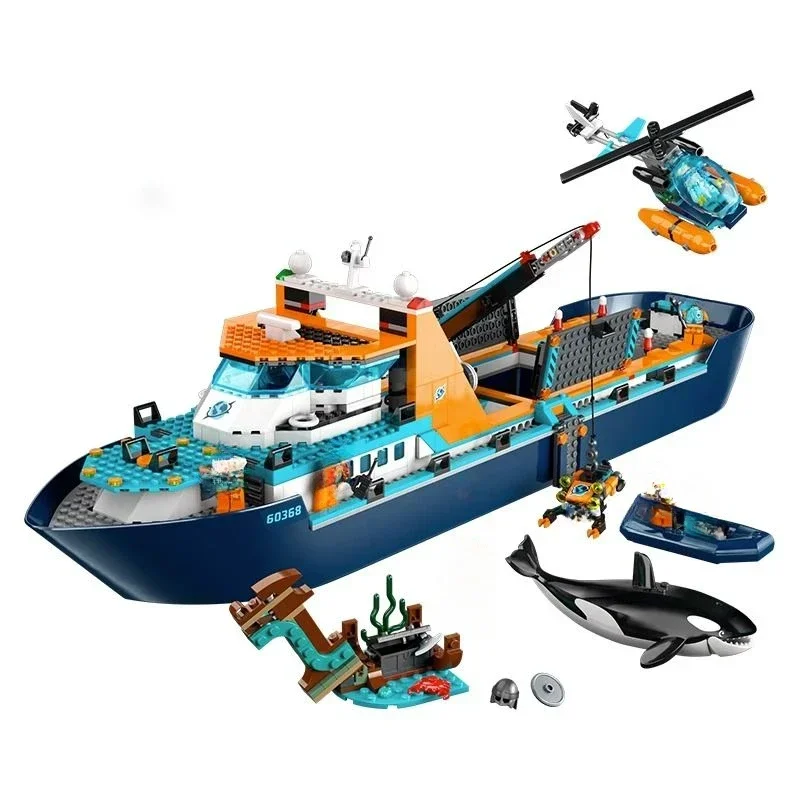 Deep Sea Exploration Vessel Marine Research 60368 60266 Urban Ocean recognition Ship Building Block mattoni giocattoli per regalo per bambini