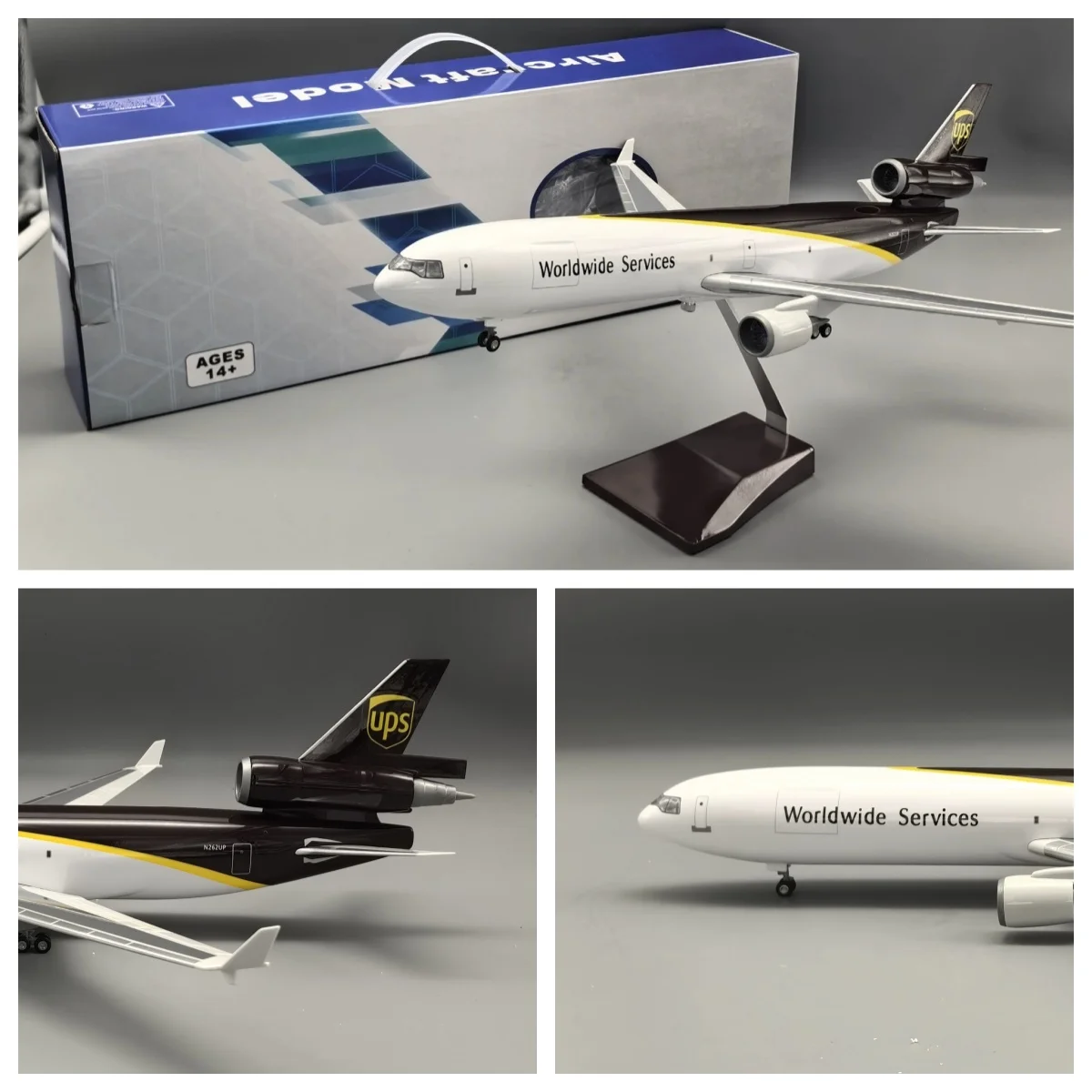 

47CM Scale 1/130 Air UPS Airlines MD-11 Resin Diecast Airplane toy Model Aircraft With Wheels Landing Gears Collected Gift By