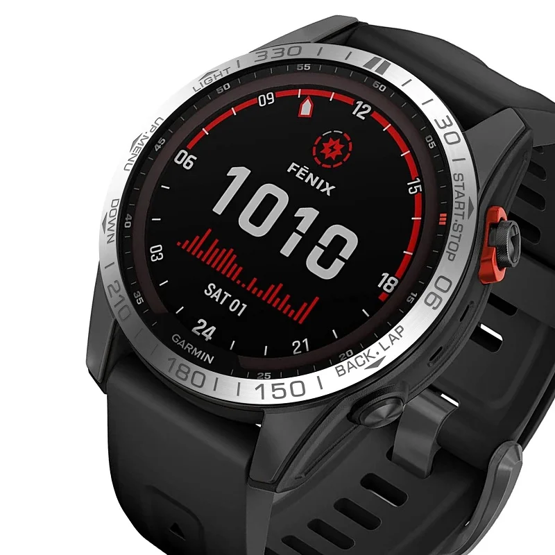 Para Garmin Fenix 7X 7 6X Pro 5Plus anillo de bisel de reloj de zafiro unidad de tiempo grabada de acero inoxidable funda adhesiva resistente a los