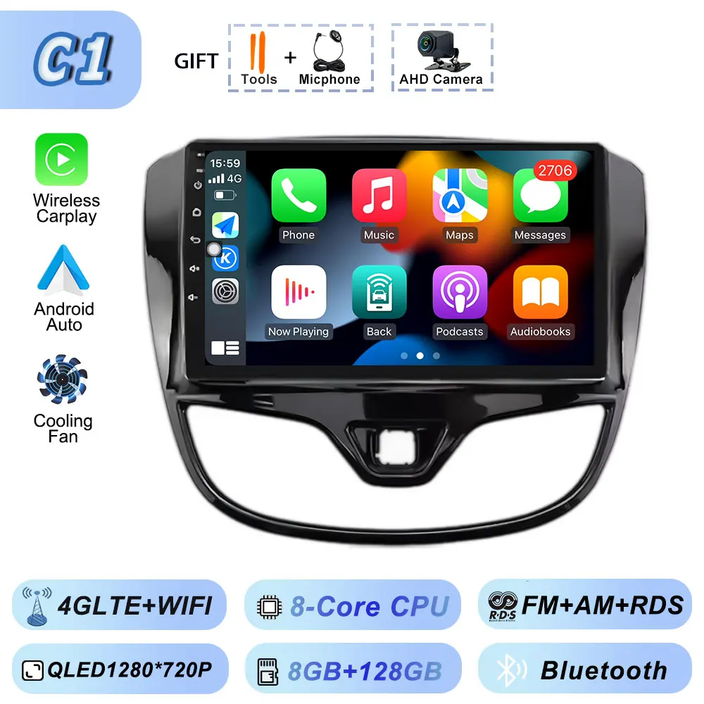 Bluetooth Dsp Fan Autoradio voor Opel Karl VinFast Fadil 2017-2020 Multimedia WiFi Android Auto GPS Navigatie Draadloze Carplay