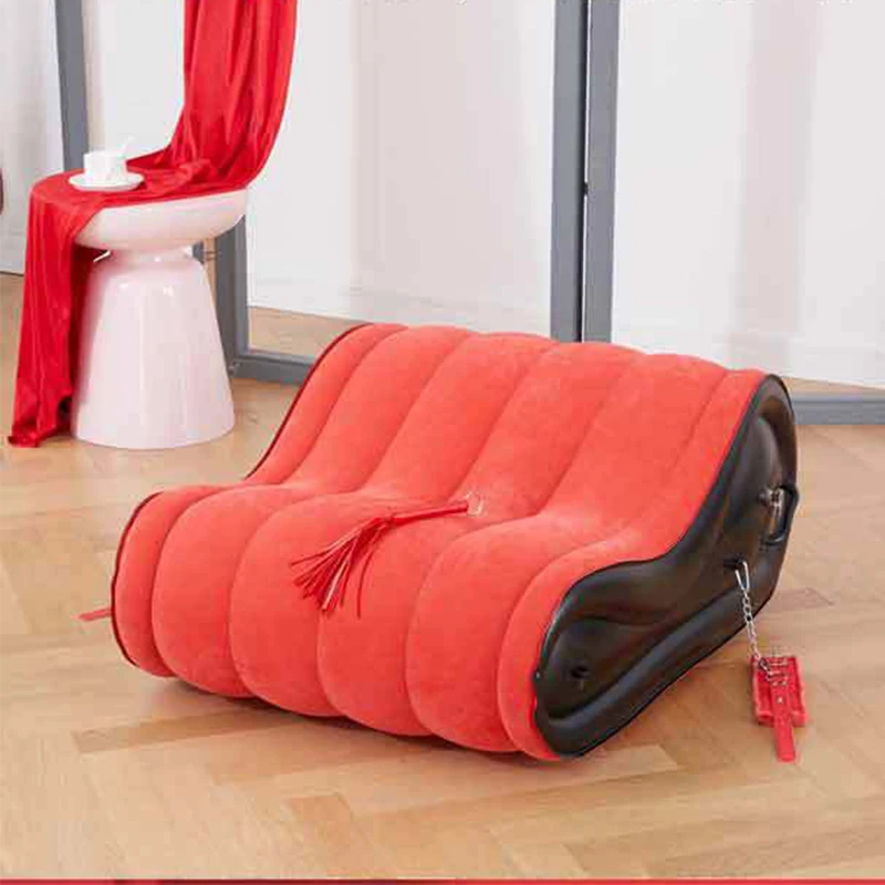 

Red Sex Inflatable Sofa Bed Couple Games Bdsm Toy Love Chair Lounger Cushion Position Aid PVC Flocking Furniture Sofa Sex Chair