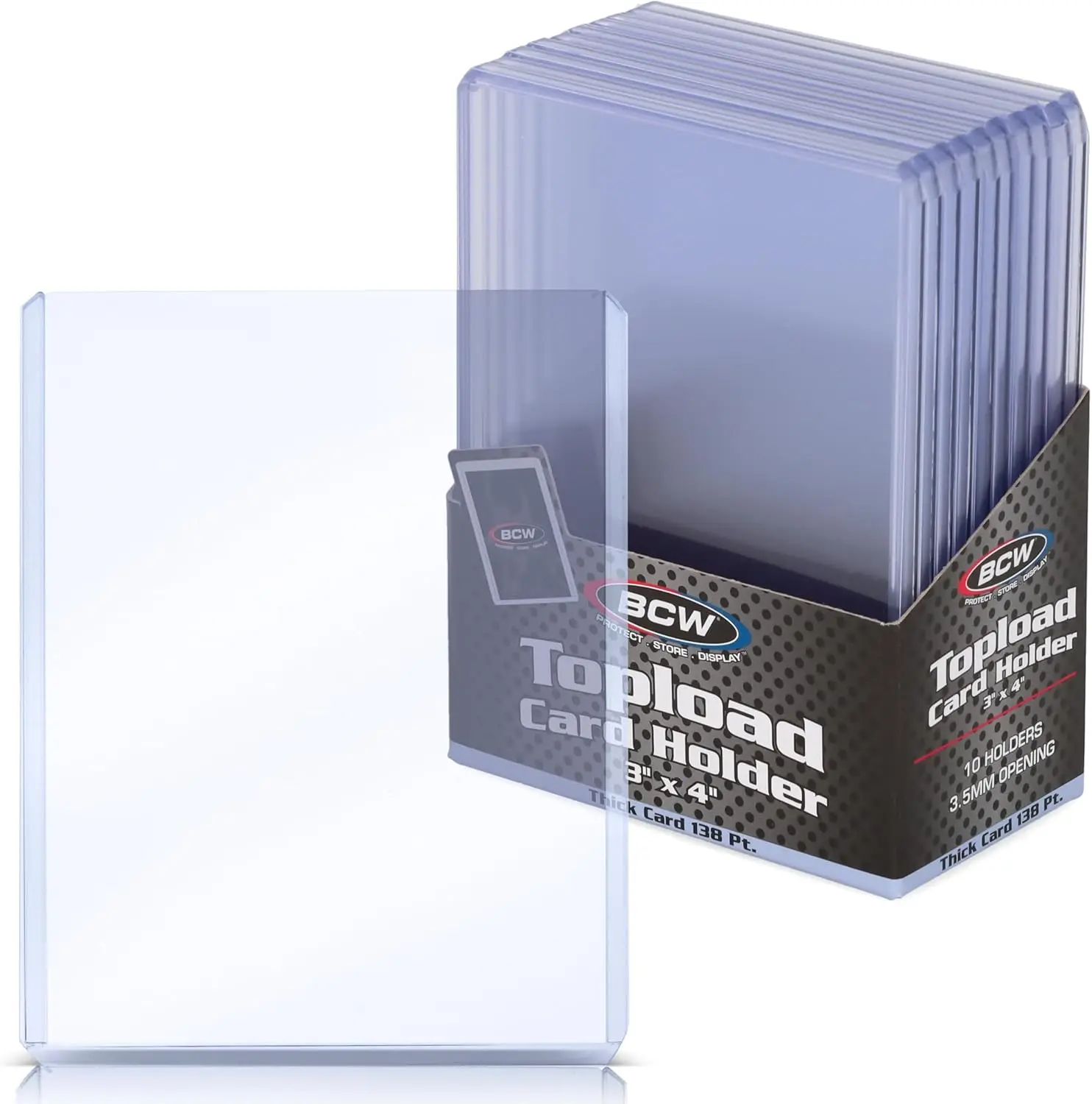 

138PT Thick Card Top Load Holder for Sports Memorabilia, Pack of 10, 3x4 Crystal Clear