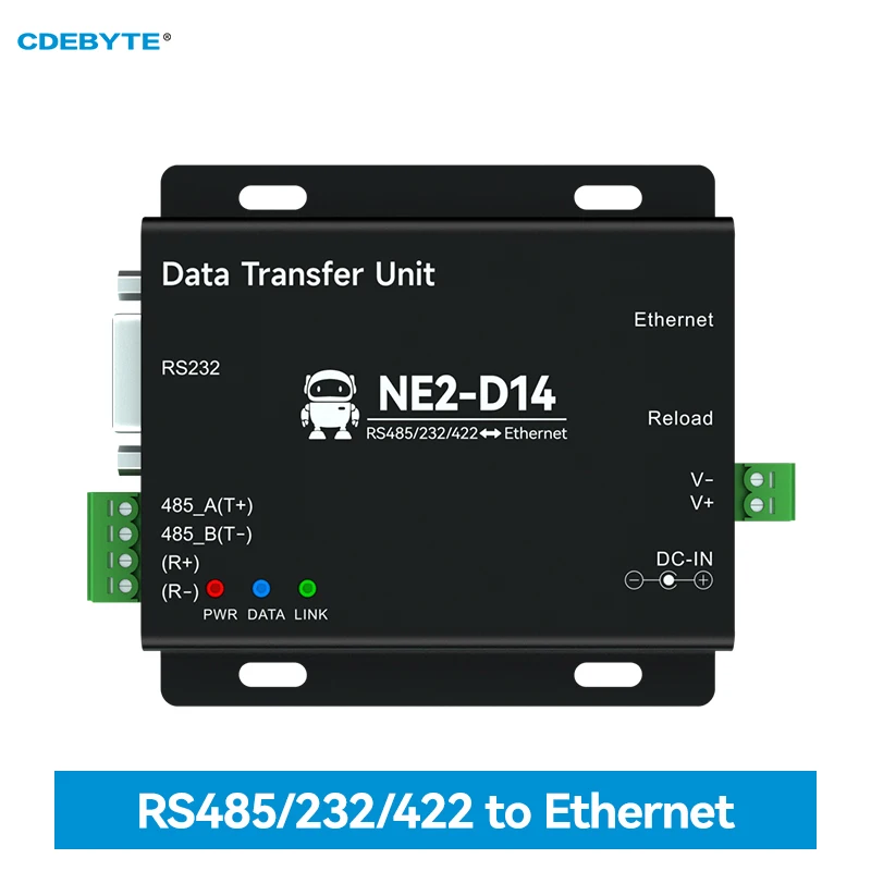 

RS485/RS232/RS422 to Ethernet Serial Server Modbus TCP to RTU MQTT Two-Way Socket Link CDEBYTE NE2-D14 AT Command DC8-28V