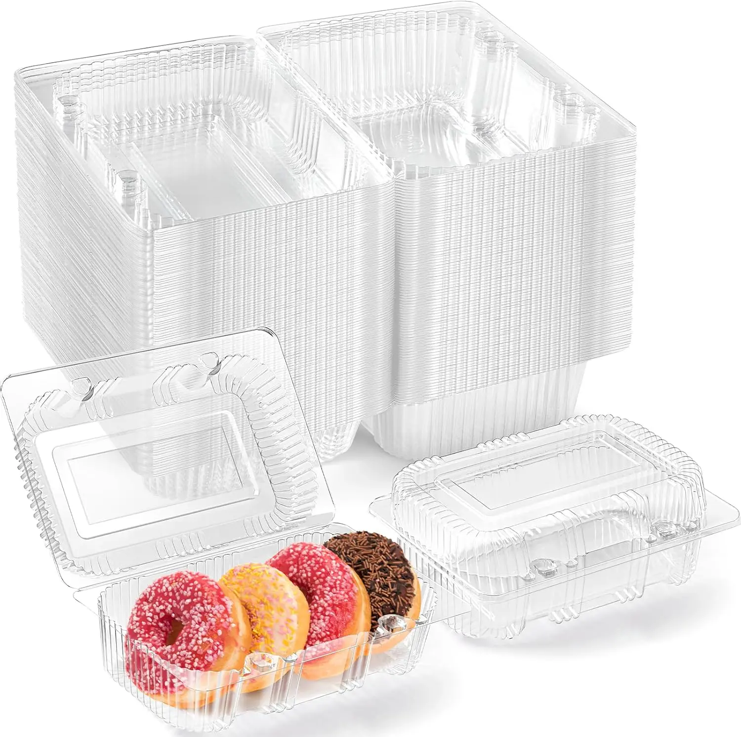 

40 Pack Clear Hinged Plastic Containers, Disposable Take Out Boxes for Sandwich Salad Cookies (7.2 × 4.7 ×3 Inches)