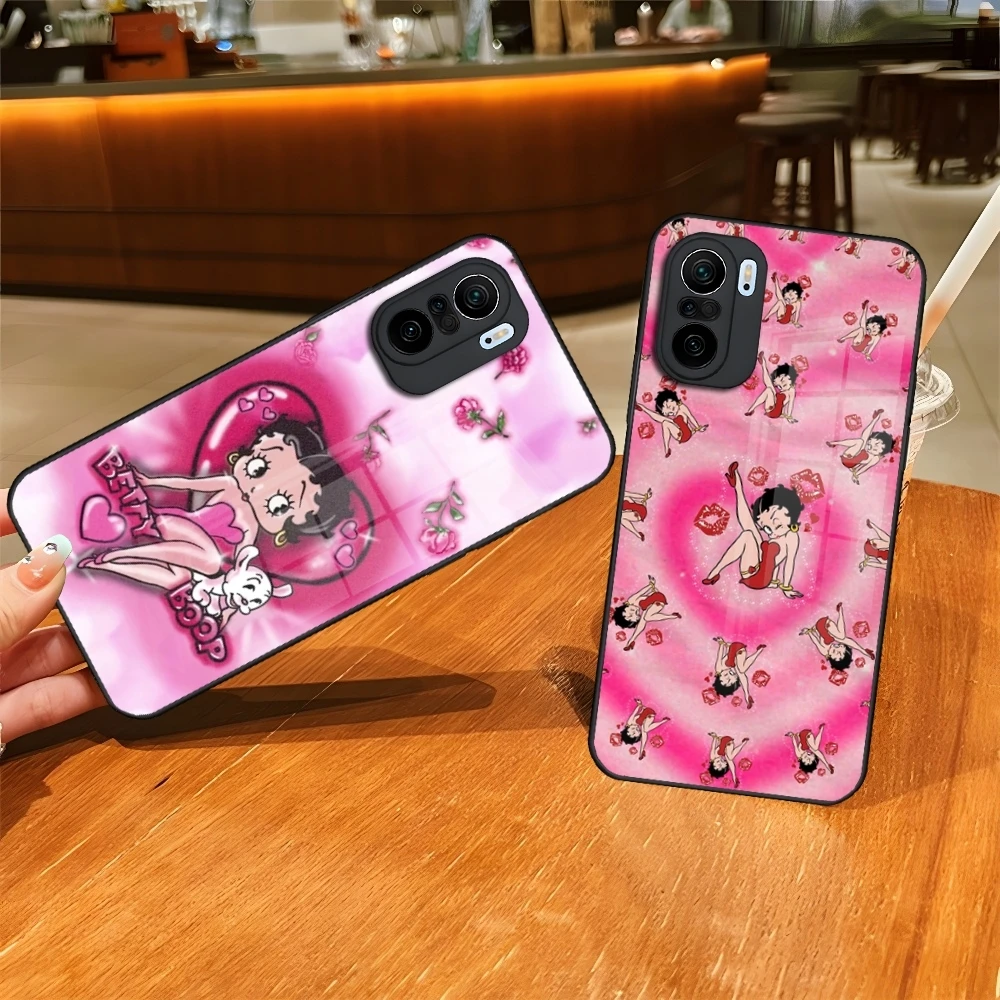 B-Betty-Cute-Boop Handyhülle für Xiaomi Redmi Note 15 14 13 12 11 Lite Pro plus gehärtete Glasabdeckung