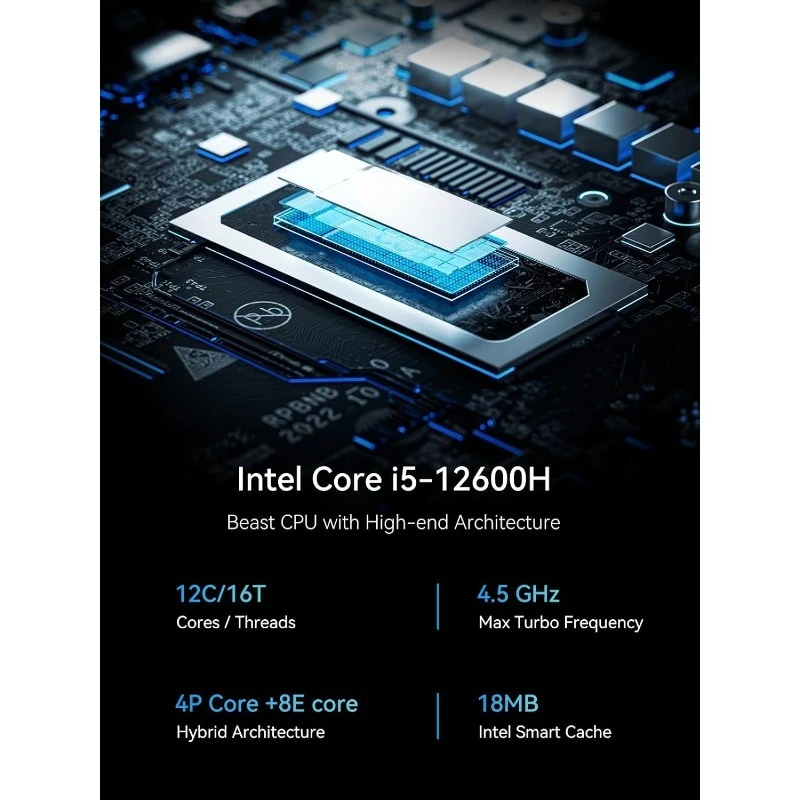MS-01 Mini Workstation Core i5-12600H Mini PC w wersji Barebone, + 2xUSB4 Wyświetlacz 8K, 2x10G Port SFP+, 2x2.5G LAN