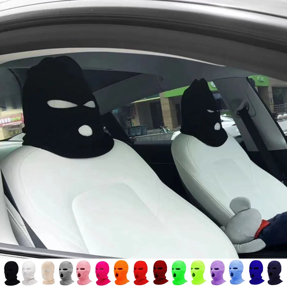 3-hole Car Seat Headrest Full Face Cover For Cadillac CT6 ATS DeVille XTS Escallade XT5 CTS STS DTS SLS XLR Funny Car Decoration