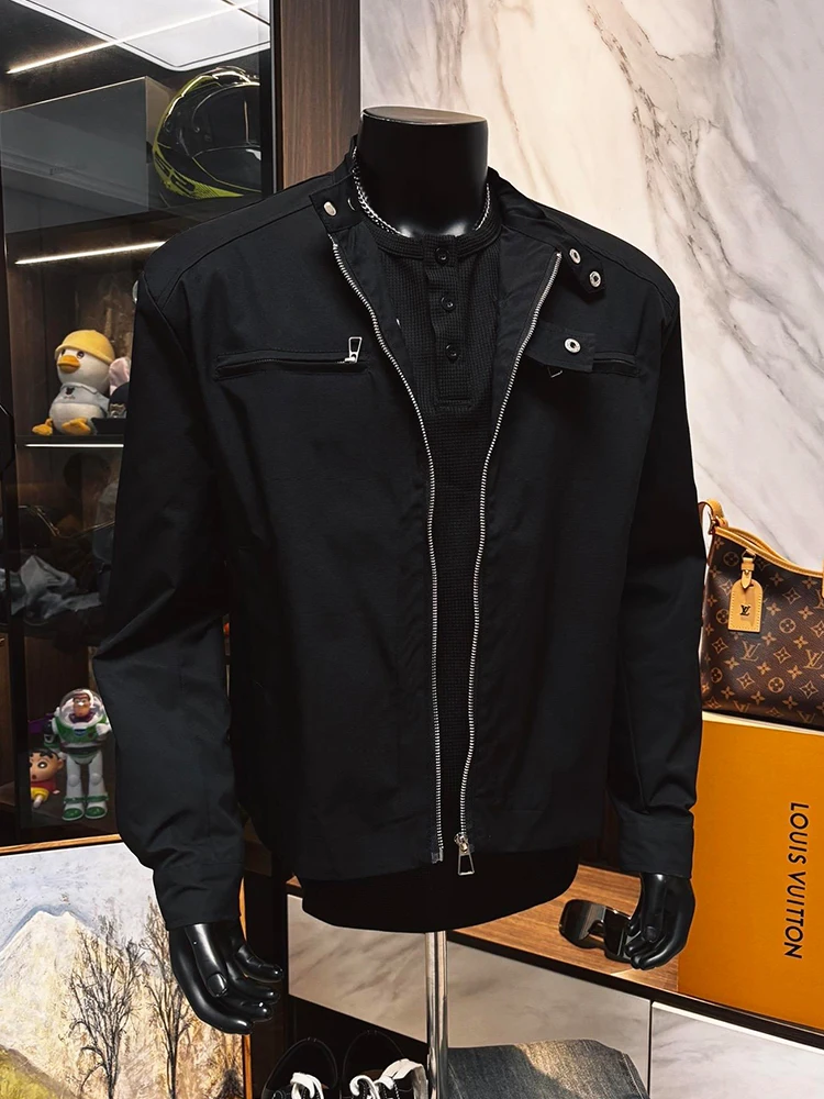 

American Sle ort Padded oulder Motorcycle Jaet Men's Autumn Winter Cleanfit High-End Functional Unique Outerwear