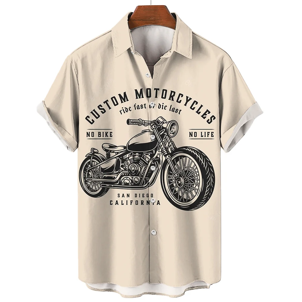 Vintage Shirt Motorcycle Pattern Short-Sleeved Tops Summer Men\'S Clothing 2023 T-Shirt For Men 1971 3d Printing Tees