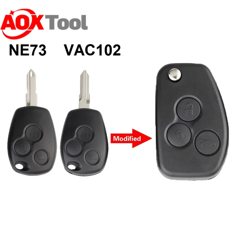 

3 Buttons Flip Remote Key Shell For Renault - Pack Of 5