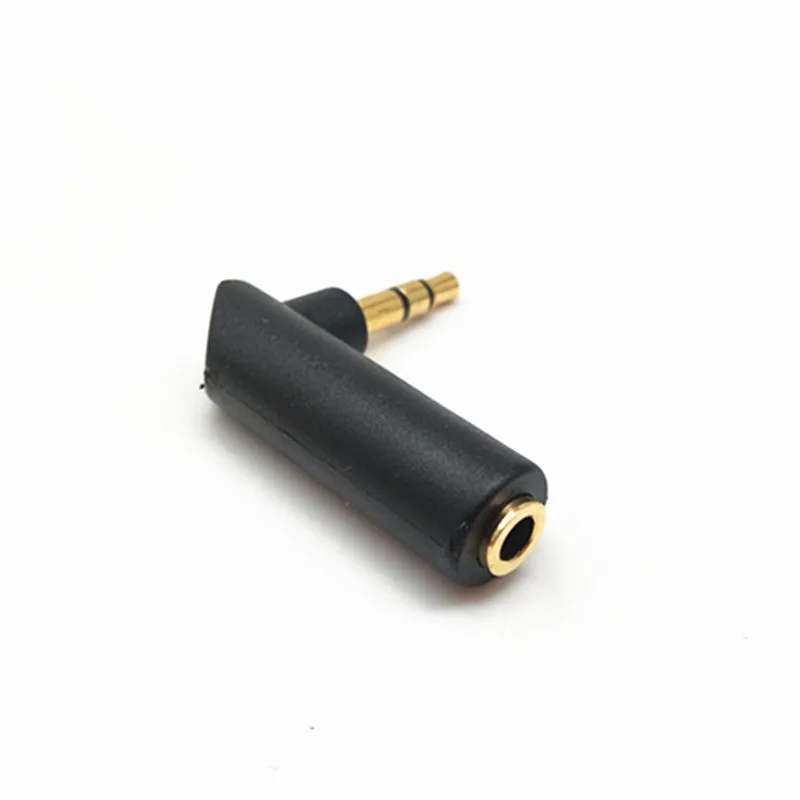 Gold-plated 90-degree elbow 3.5mm right-angle male-to-female adapter dual-channel 3-section L-shaped headphone audio adapter