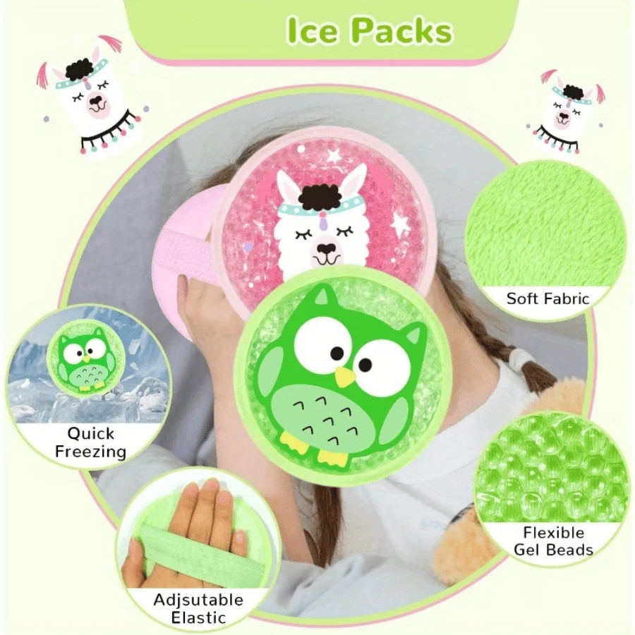 Boo Boos Impacchi di ghiaccio, Impacchi caldi e freddi, Impacchi freddi per piccole ferite, Impacchi di ghiaccio riutilizzabili con perline di gel, Ferite per bambini