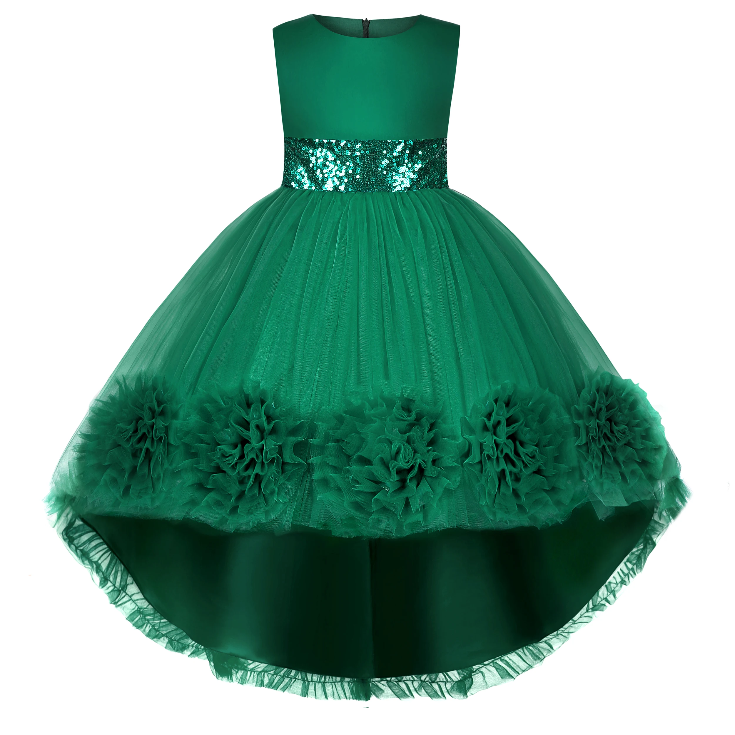 Langes Prinzessinnenkleid mit Fischschwanzrock, Partykleid für Klavierauftritte für Mädchen, Hochzeitsblumenmädchenkleid