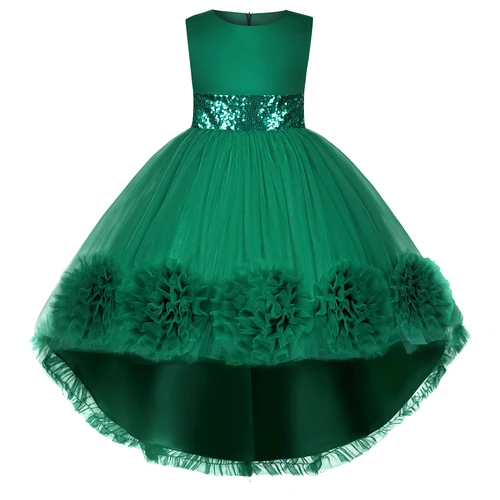 Imagen 2 del producto Vestido largo de princesa con falda de cola de pez, vestido de fiesta para festival de actuación de piano para niña, vestido de niña de flores de boda