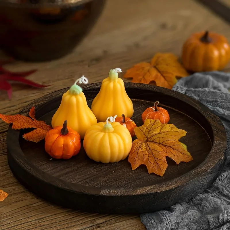 

Rustic Round Wooden Serving Tray Farmhouse Decorative Candle Holder Tray for Coffee Table Bathroom Vanity and Home Decor